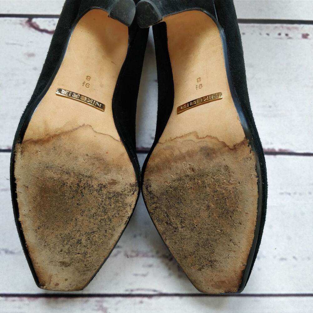 COLE HAAN Nike Air Carma Black Suede Pumps High Heel Square Toe Platform 9.5 - Picture 5 of 7